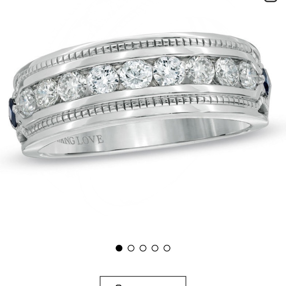 Vera Wang LOVE Collection 14K White Gold 1CT Diamond Blue Sapphire Size 10